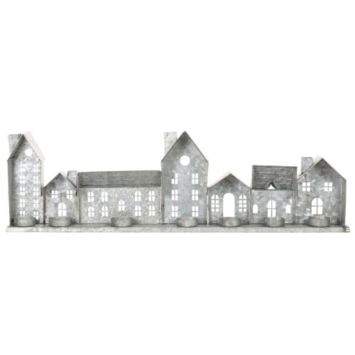 Dekorativ række af huse med fyrfadsstager, adventsdekoration, 68 cm | Floristik24.dk