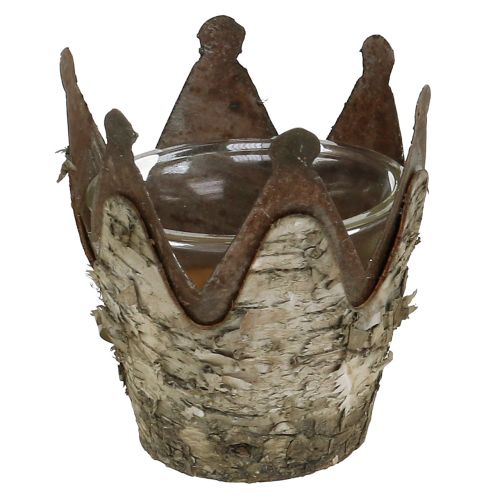 Floristik24 Lanterne krone med birk og metal Ø7cm H7.5cm 3stk