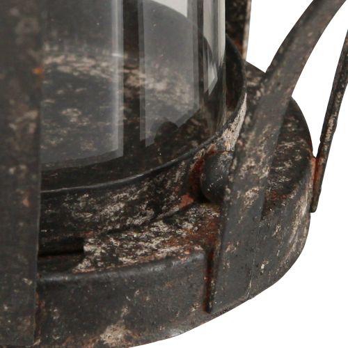 Artikel Lanterne Krone Brun Rust Med Stearinlys Glas Ø14cm H18cm