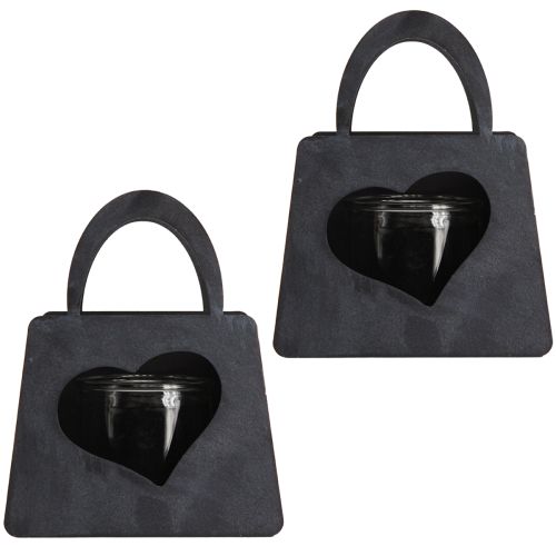 Artikel Lanterne Metal Dekorationspose med Hjerte Antracit H18cm 2stk