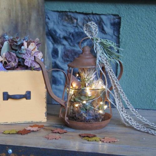 Lanterne metal glas tekande patina dekoration Ø15cm H26cm