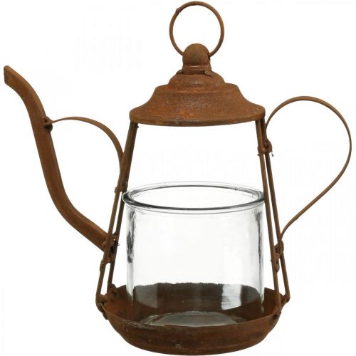Lanterne metal glas tekande patina dekoration Ø15cm H26cm