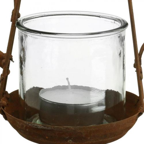 Floristik24 Lanterne metal glas tekande patina dekoration Ø15cm H26cm