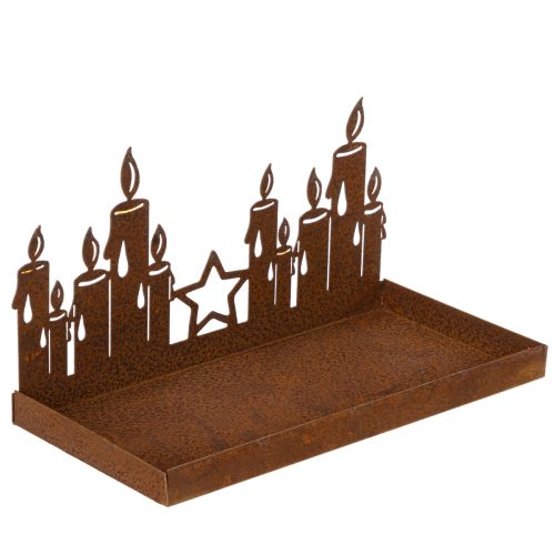 Metallanterne med glasindsats, rusten metalfinish, dekorativ lysestage, 21,5 cm | Floristik24.dk