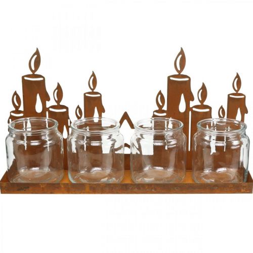 Artikel Lanterne metal glas indsats patina dekorative stearinlys L41cm