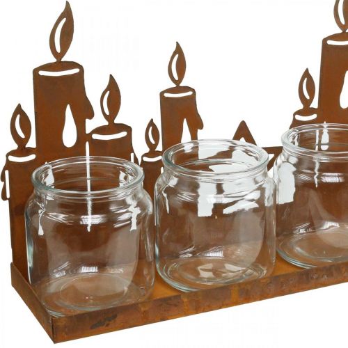 Artikel Lanterne metal glas indsats patina dekorative stearinlys L41cm