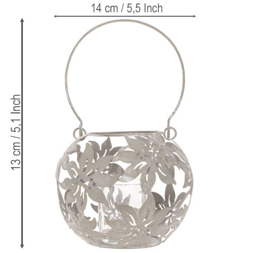 Metal Windlight Hængende Dekoration Lanterne Grå Ø14cm H13cm | Floristik24.dk