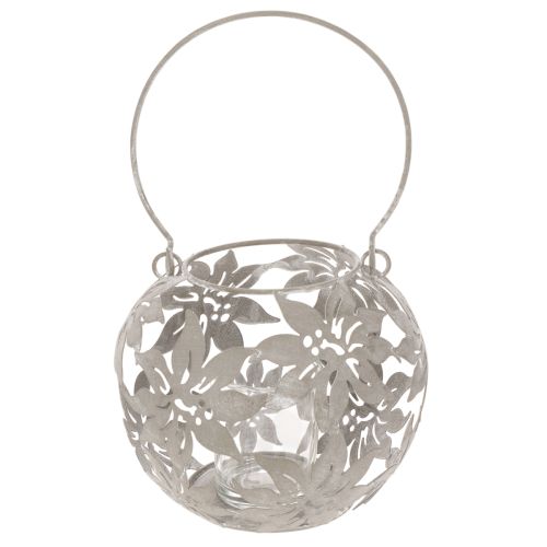 Metal Windlight Hængende Dekoration Lanterne Grå Ø14cm H13cm | Floristik24.dk