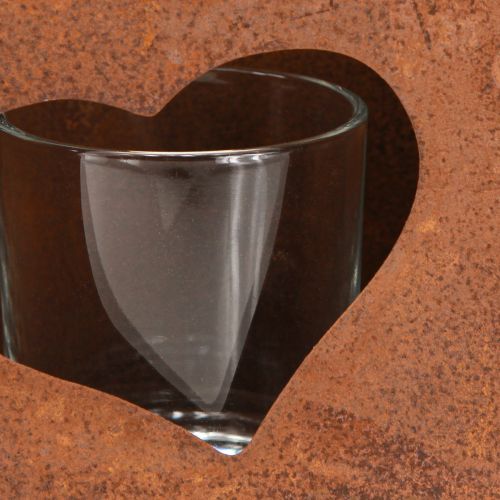 Artikel Lanterne metalpose rust med glasindsats H15cm 2 stk.