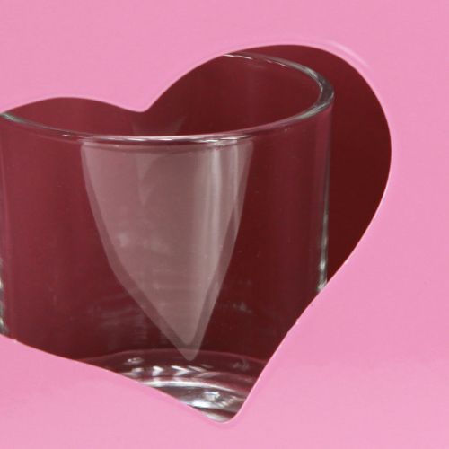 Artikel Lanterne metal med glasindsatspose lyserød H18cm 2 stk.