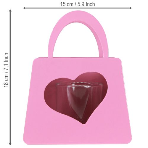 Artikel Lanterne metal med glasindsatspose lyserød H18cm 2 stk.