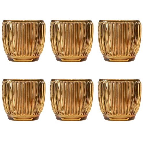 Artikel Lanterne Orange Lysestage Glas Retro Ø7cm H7cm 6 stk