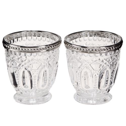 Floristik24 Vindlet retro glas med metalkant klar Ø7cm H8cm 6 stk