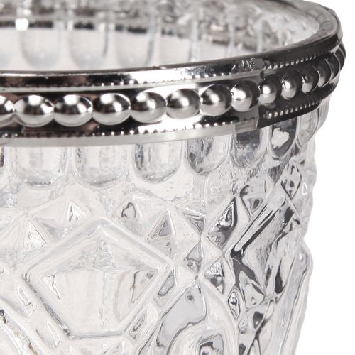 Artikel Vindlet retro glas med metalkant klar Ø7cm H8cm 6 stk