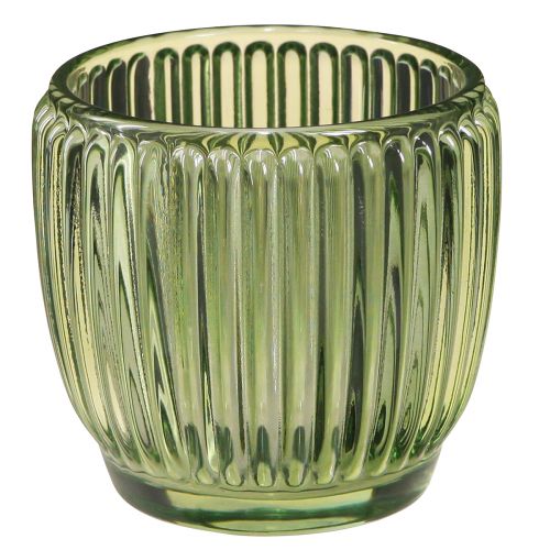 Lanterne fyrfadsstage glas grøn retro Ø7cm H7cm 6 stk