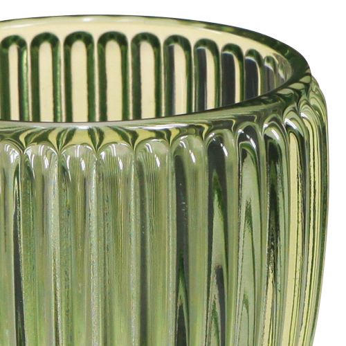 Artikel Lanterne fyrfadsstage glas grøn retro Ø7cm H7cm 6 stk