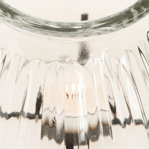 Artikel Lanterne fyrfadsstage glas metal klar sort Ø14,5cm