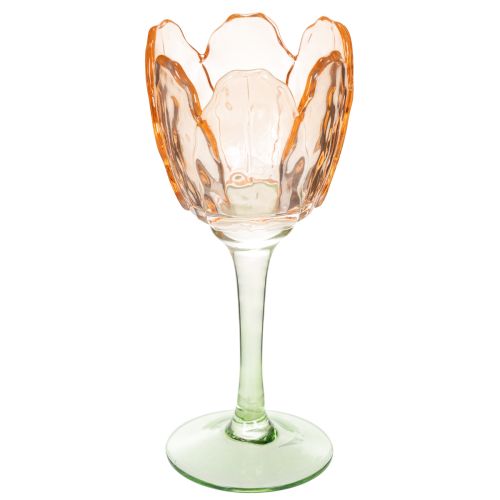 Tulipanformet glas fyrfadsstage, vintage stil, romantisk boligdekoration, 20 cm