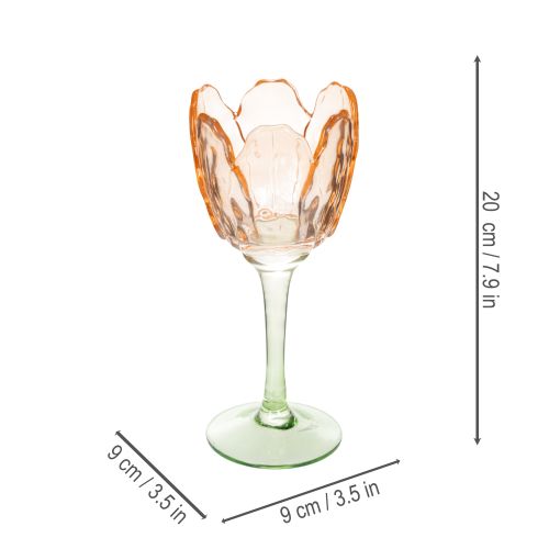 Artikel Tulipanformet glas fyrfadsstage, vintage stil, romantisk boligdekoration, 20 cm