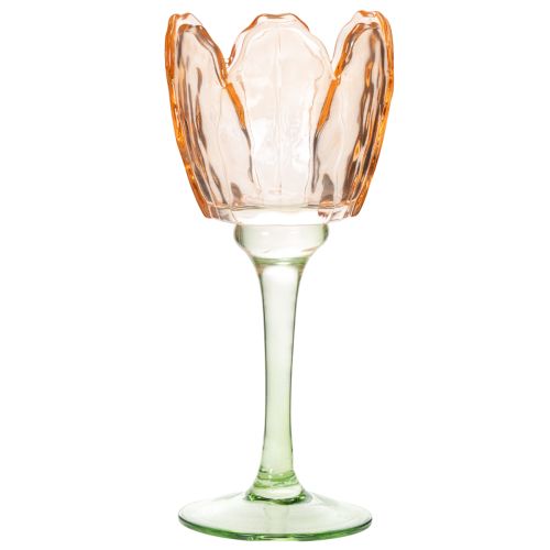 Artikel Tulipanformet glas fyrfadsstage, vintage stil, romantisk boligdekoration, 20 cm