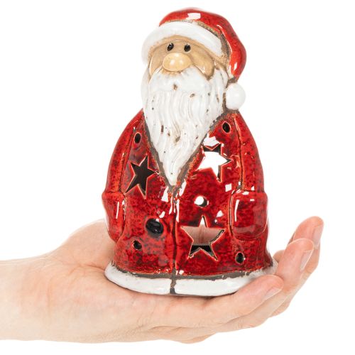 Julemandens dekorative figur som fyrfadsstage med stjerner, borddekoration, 15 cm