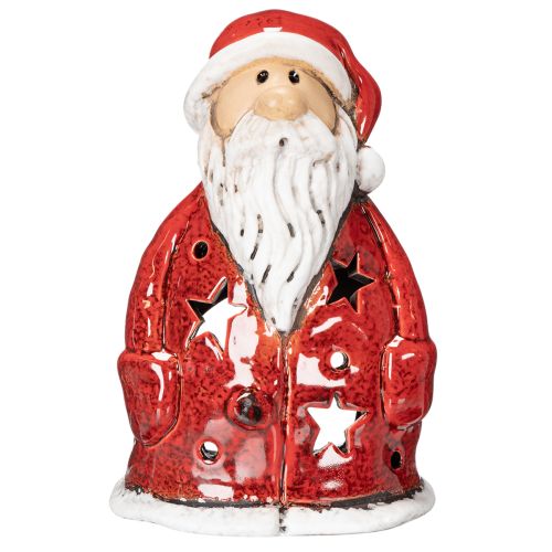 Julemandens dekorative figur som fyrfadsstage med stjerner, borddekoration, 15 cm