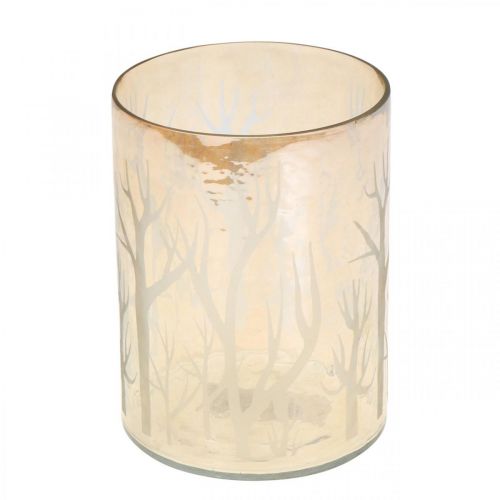 Artikel Lanterne Glas Deco Træer Brun Fyrfadslys Glas Ø9,5cm H13,5cm