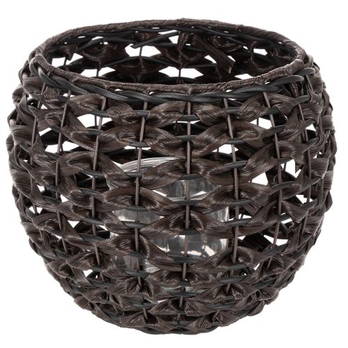 Flettet fyrfadsstage, sort og brun, sommerdekoration, Ø31 cm H25 cm købe | Floristik24.dk