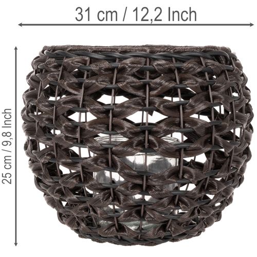 Flettet fyrfadsstage, sort og brun, sommerdekoration, Ø31 cm H25 cm | Floristik24.dk