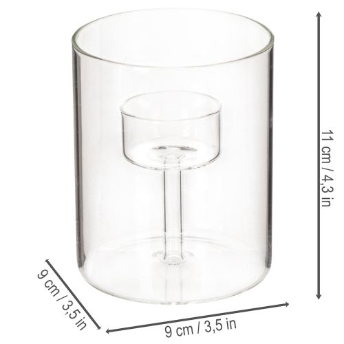 Glaslanterne med hævet fyrfadsstage 11 cm | Floristik24.dk