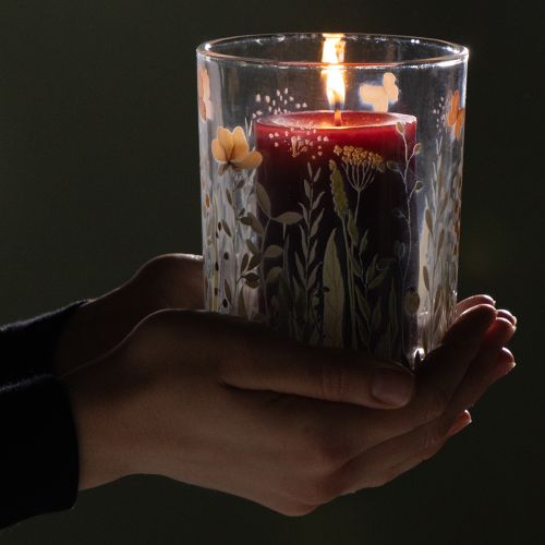 Artikel Dekorativ glaslanterne med sommerfuglemotiv til stilfulde boligtilbehør, 18 cm, 2 stk.