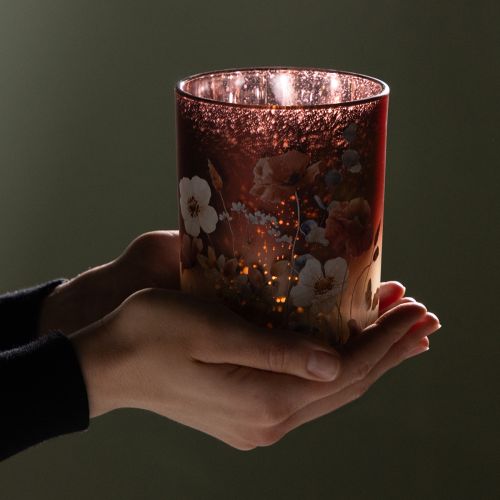 Artikel Dekorativ glaslanterne med blomsterdesign til elegante boligtilbehør, 12,5 cm, 2 stk.