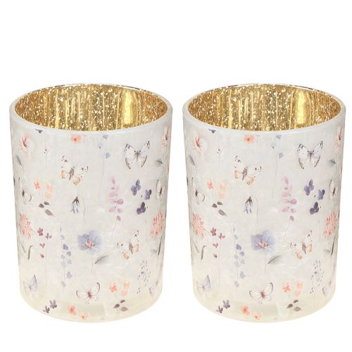 Artikel Glasfyrfadsstage med sommerfuglemotiv til hyggelige stunder, 12,5 cm, 2 stk.