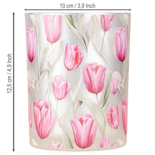 Artikel Elegant lanterne med tulipanmotiv til stemningsfuld forårsdekoration, 12,5 cm, 2 stk.