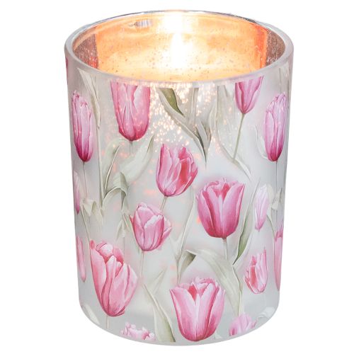 Artikel Elegant lanterne med tulipanmotiv til stemningsfuld forårsdekoration, 12,5 cm, 2 stk.