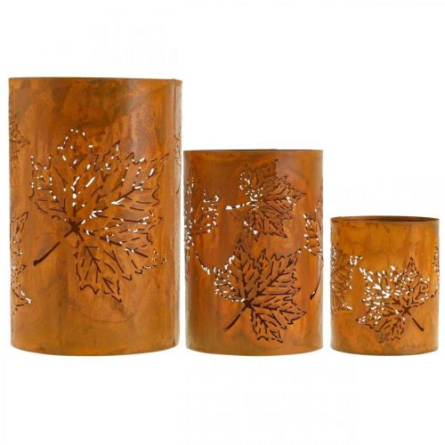 Artikel Efterårsdekoration lanterne rust look H20/15/10cm sæt med 3