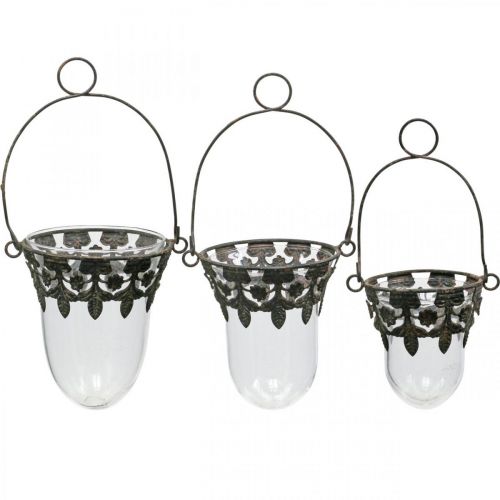 Floristik24 Lanterneglas til ophængning af dekoration 24/28/30cm sæt af 3