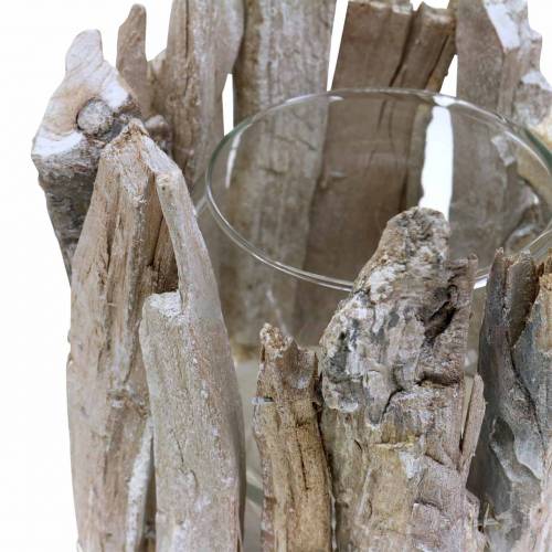 Floristik24 Lanterne træ hvidvasket Ø14cm H14cm