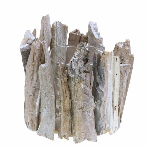 Floristik24 Lanterne træ hvidvasket Ø14cm H14cm
