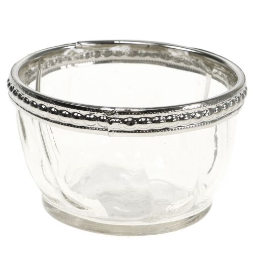 Floristik24 Tealight glas antik med metalkant Ø7cm H4cm