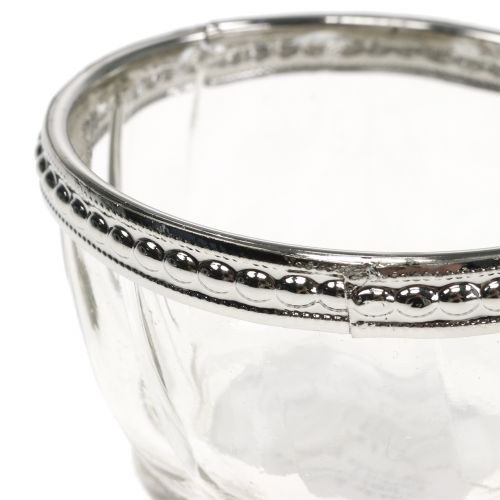 Floristik24 Tealight glas antik med metalkant Ø7cm H4cm