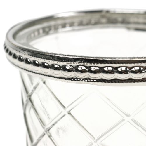 Floristik24 Fyrfadsglasdiamant med metalfælg Ø8cm H5,5cm 4stk