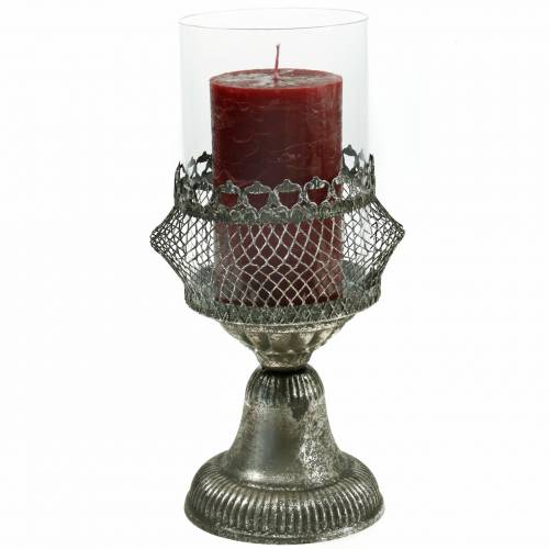 Floristik24 Lanterne antik glas og metal Ø14cm H27cm