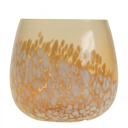 Artikel Lanterne glas fyrfadsstage glas dekoration brun hvid Ø8cm 4 stk