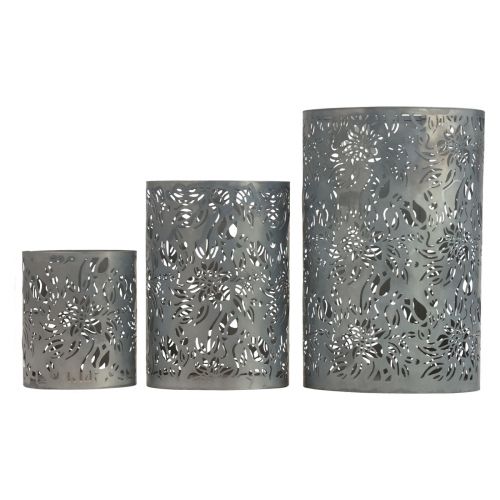 Artikel Lanternedekoration metal havegrå H10/15/20cm sæt med 3
