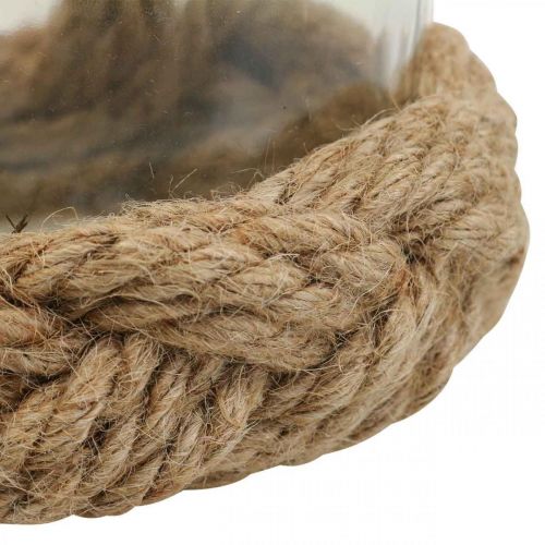 Floristik24 Lanterne glas naturfiber hamp flettet Ø13cm H10cm