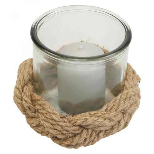 Floristik24 Lanterne glas naturfiber hamp flettet Ø13cm H10cm