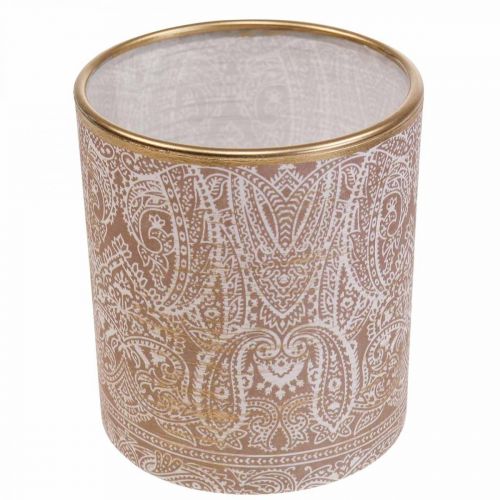 Artikel Lanterne Glas fyrfadsstage Paisley Mønster Ø8cm H9cm 2stk