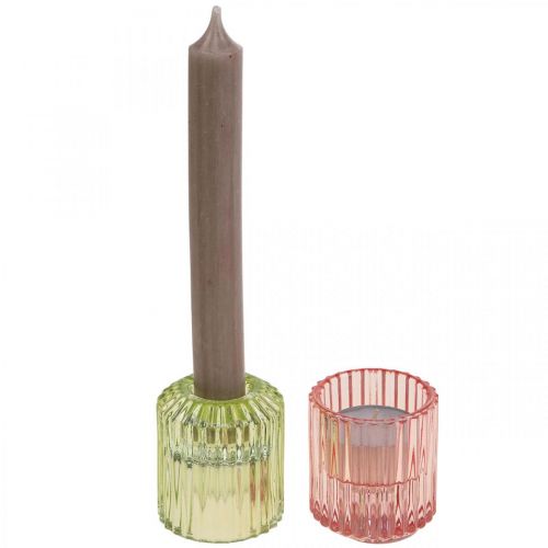Artikel Lanterne glas ribbet fyrfadsstage Ø5,5cm H6cm 4stk