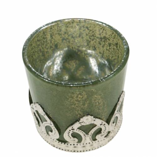 Floristik24 Lykteglas metaldekoration grøn syrin Ø5.5cm H5.5cm 4stk